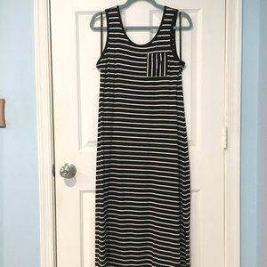 Joan Vass Black and White Striped Tank-Top Maxi Dress